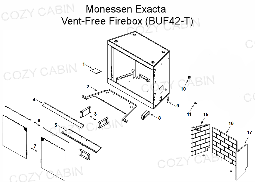 Monessen 42" Exacta Vent-Free Firebox with Stacked Traditional Interior (BUF42-T) #BUF42-T